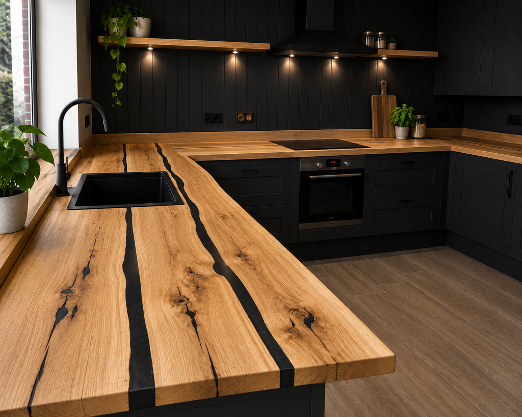 Live edge oak / oak worktop/ oak counter top/ soild oak Live edge/  wooden worktop/epoxy resin countertops /