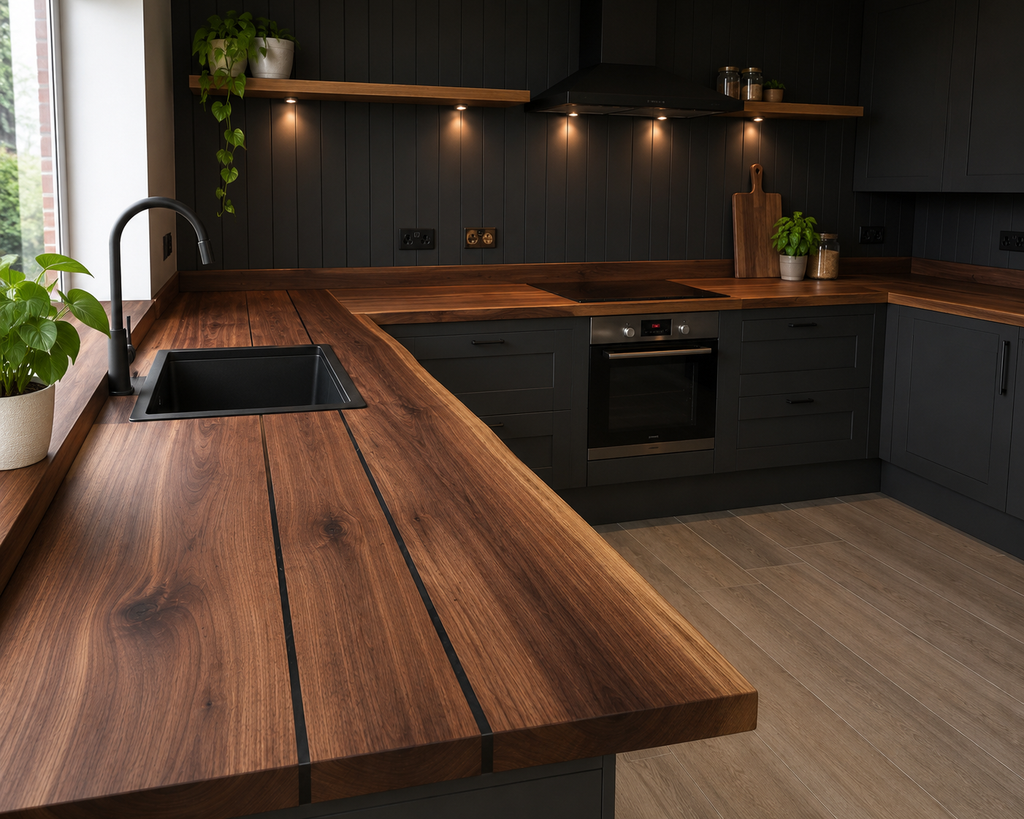 Live edge walnut worktop/ walnut counter top/ soild walnut countertop/ soild walnut epoxy worktop/ soild wood worktop